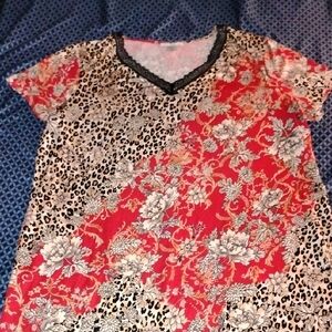 Linea Donatella floral And Leopard Print Silk Nightgown Pajama